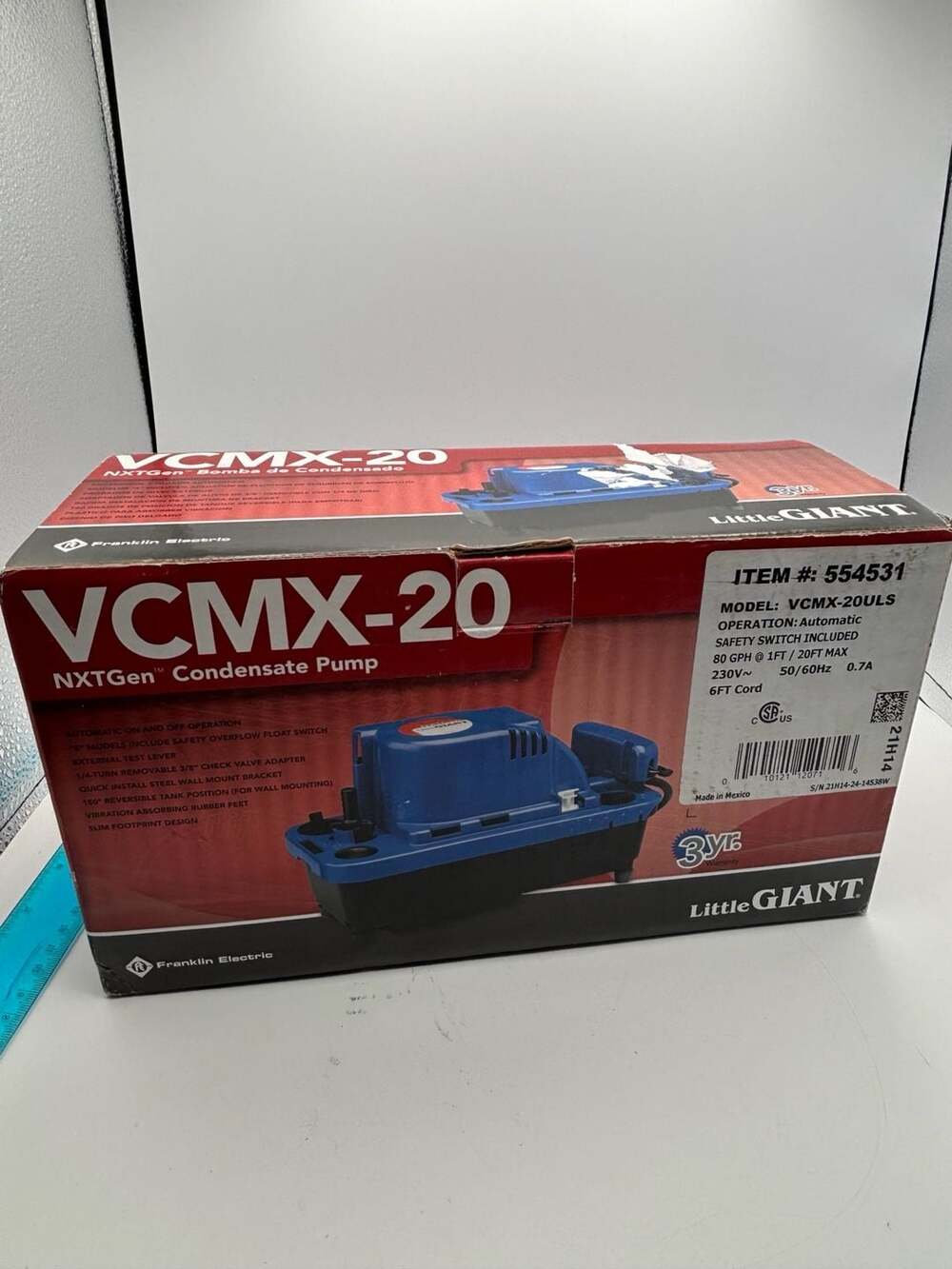 Little Giant VCMX-20ULS NXTGen Condensate Pump Automatic 230V